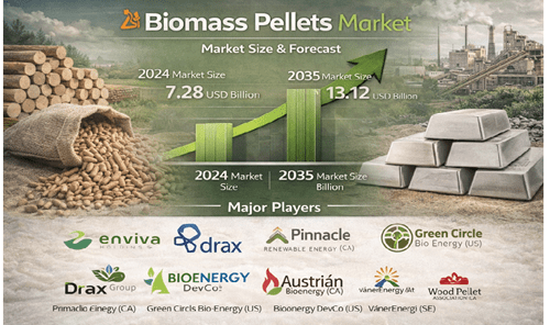 Biomass Pellets Market Projected to Grow USD 7.681 billion in 2025 to USD 13.12 billion by 2035 | MRFR