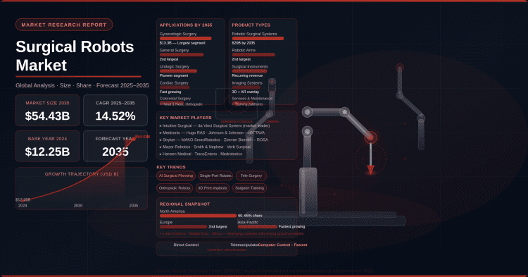 Global Surgical Robots Market to Surge from USD 12.25 Billion in 2024 to USD 54.43 Billion by 2035